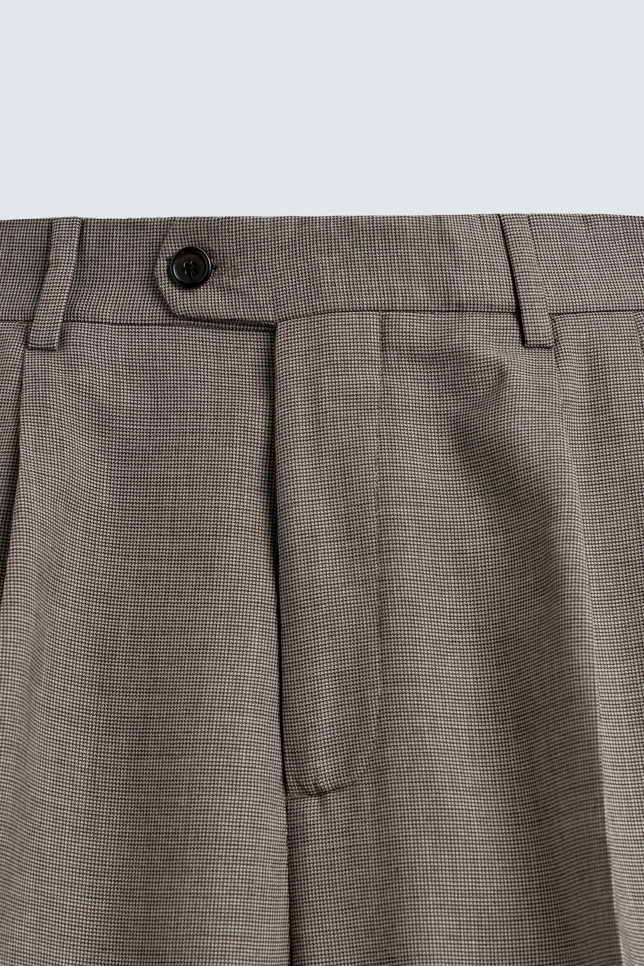 PLAID PLEATED SUIT PANTS